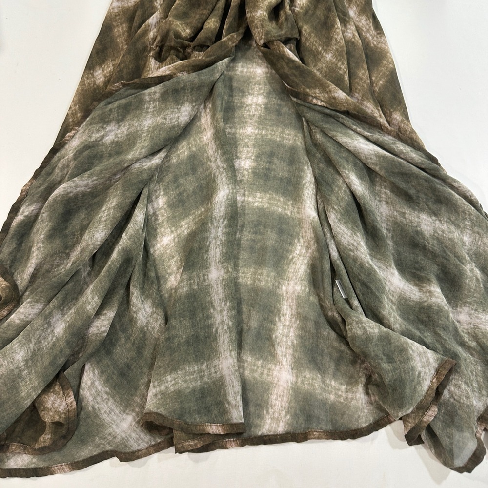 Haute Hippie Silk Maxi Duster Women L Plaid Sheer Open Front Jacket USA Made - Picture 6 of 11